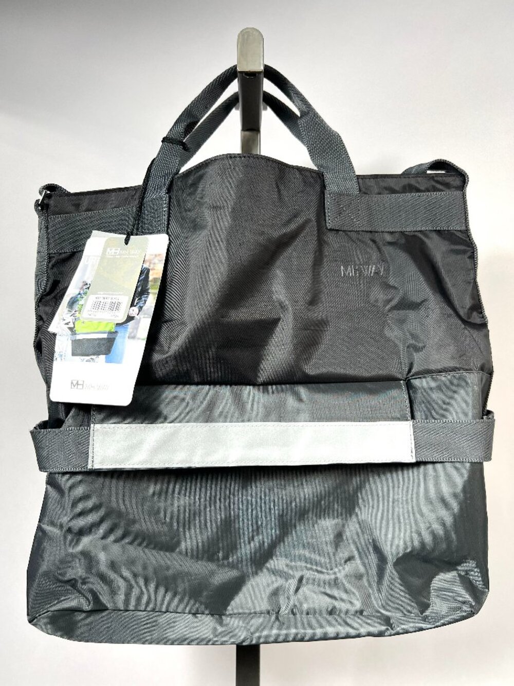 NWT MH WAY URBAN Black/Gray 2way Crossbody/Tote Commuter Reflective Bag